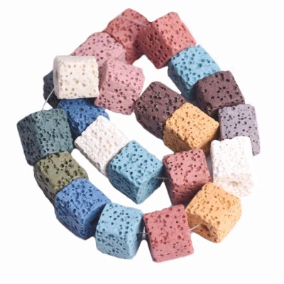 10 Stück Würfel 8mm 10mm Bunt Lava Stein Lose Perlen - Bild 1 von 4