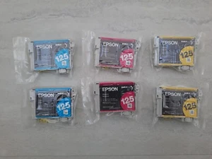EPSON GENUINE INK CARTRIDGES 125 CYAN MAGENTA YELLOW 2 EACH COLOR 6 TOTAL SEALED - Zdjęcie 1 z 2