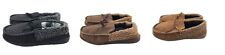 Mens Suede Shearling Moccasin Slippers Moc Toe Slip On Shoes
