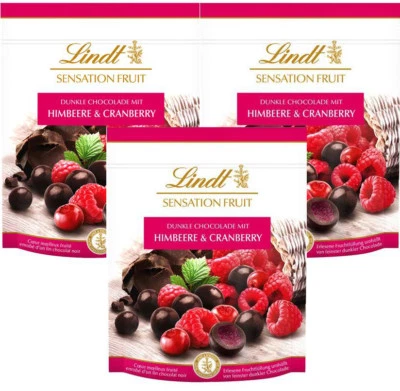 Lindt 3 x 150g Sensation Fruit Himbeere und Cranberry - Bild 1 von 2