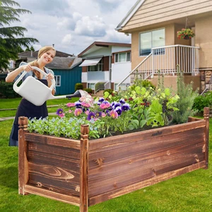 Rot-Resistant Wood Modular Raised Garden Bed Outdoor Elevated Herb Planter Box - Picture 1 of 12