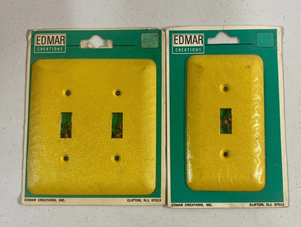 * СОВЕРШЕННО новый * винтажный Edmar Creations металлический двойной выключатель света крышка желтый X2 - Изображение 1 из 1