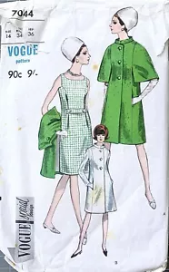 VOGUE 7044 1960's MOD Dress & Coat Sewing Pattern. Size 14 - Bust 34”. - Picture 1 of 2