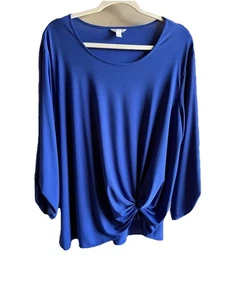 Cato Pullover Oberteil mit Krempelärmeln Elasthan Stretch royalblau Damen 18-20 - Bild 1 von 18