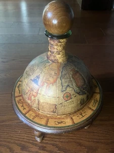 Vintage italienische Leder umwickelt Schnaps Wein Dekanter Flasche alte Weltkarte Globus - Bild 1 von 10