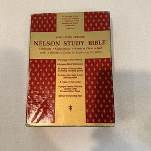 Vintage Nelson Studienbibel 1970 braunes Konkordanzwörterbuch mit Box - Bild 1 von 9
