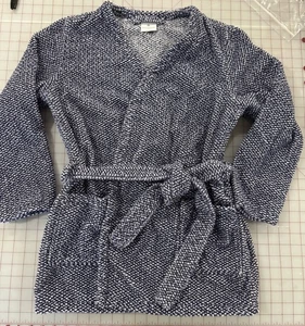 Cárdigan de felpa con cinturón para mujer YVES DELORME bata corta de algodón de lujo S/M pequeño - Imagen 1 de 8