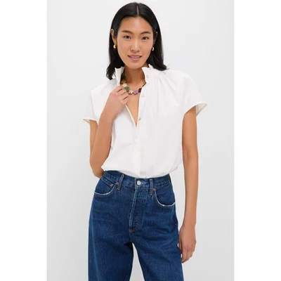 Blusa Tuckernuck Rae tamanho grande branca blush babado manga pomander lugar - Imagem 1 de 4