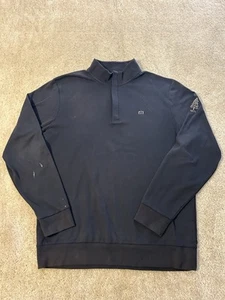 Travis Mathew Quarter Zip Mens Large Black Gold Outdoor Lightweight Pullover - Picture 1 of 10