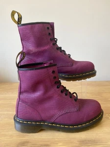 Dr. Martens Pascal AW501 Purple Textured Leather Ankle Combat Boots EU 42 UK 8 - Picture 1 of 16
