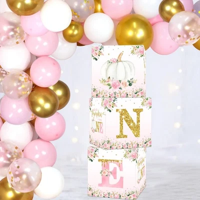 Decoraciones de baby shower de otoño, nuestra pequeña calabaza está girando una caja de globos Pi... Foto 1 de 4