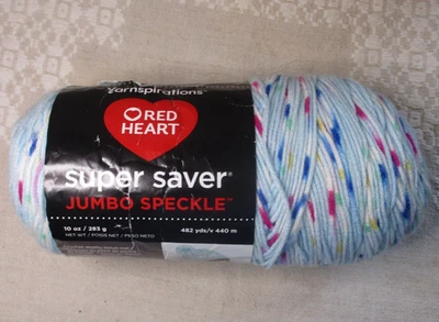 Red Heart Super Saver JUMBO SPECKLE, Light Blue, 10 oz, 482 yds, 100% Acrylic - Image 1 of 4