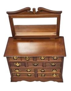 Vintage Wooden Dresser Style Musical Jewelry Box | 7 Drawers | Mirror | 16" Tall - Picture 1 of 22