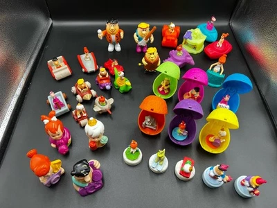 Lote de mega juguetes de colección The Flintstones - 35+ artículos mixtos de premio de comida para niños años 90 Foto 1 de 4