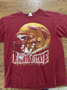 Vintage Florida State University Seminoles Helmet T Shirt L Rare Distressed - Picture 1 of 4