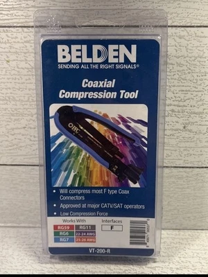 Belden VT-200-R Coaxial Compression Tool for RG59 RG6 RG7 RG11 F Interface PPC - Image 1 of 2