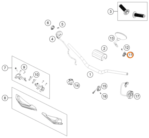 KTM CLAMP, MIRROR CMPL. FOR HANDLEBAR - 2025 KTM FREERIDE E 660W - A54002044000 - Imagem 1 de 1
