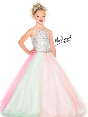 MAC DUGGAL Pageant Dress Beaded Rainbow Prom Gown Size US 14 - Image 1 of 4