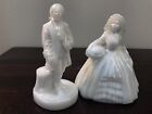 Boyd Art Glass Colonial Lady  & Man Doll Figurines  4" white 