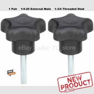 2 PACK 1/4-20 Plastic Turn Knob Handles External Male 1-3/4 Threaded Stud Star - Picture 1 of 10