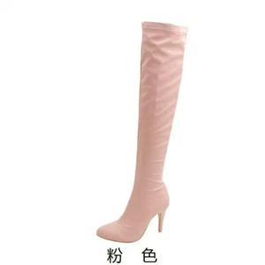 Women's 10.5CM Sexy High Heel Pointy Toe Over The Knee Boots 45/46/47/48 Party L - Picture 1 of 20