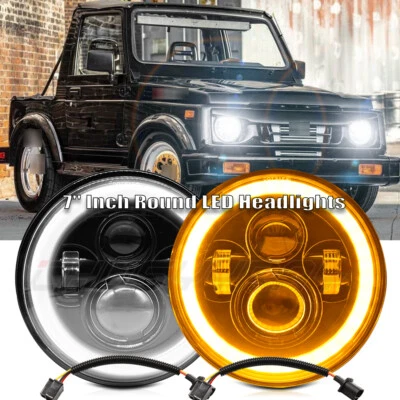 2x Faros redondos LED DRL punto 7" pulgadas haz alto/bajo para Suzuki Samurai SJ410 2x Foto 1 de 4