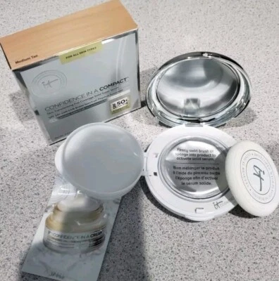 IT COSMETICS Confidence in a Compact MEDIUM TAN Solid Serum Foundation SEALED - Image 1 of 4