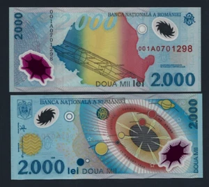 Romania 2000 LEI P-111 1999 Commemorative UNC POLYMER Romanian Money BANK NOTE - Picture 1 of 3