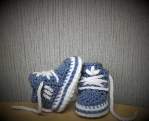 Crochet baby shoes Handmade crochet wool baby booties sneakers slippers - Picture 1 of 3