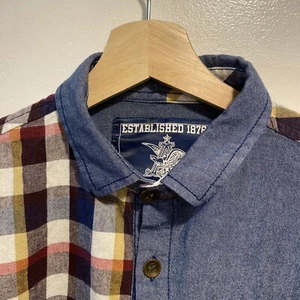 Budweiser Plaid Color Block Long Sleeve Button Up Shirt Men’s Small (Tag Med) - Picture 1 of 10