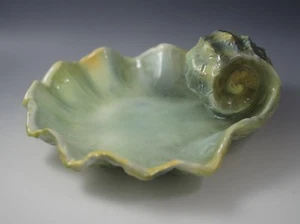 MAJOLICA ITALY FIGURAL SHELL SEASHELL PLATE PLATTER 9" SERVING DISH - Picture 1 of 10