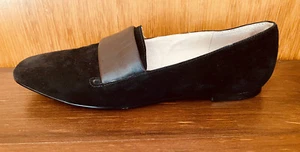 Witchery Shoe Womens Size 37 Black Suede Leather Loafer Flat Heel Classic 1026 - Picture 1 of 6