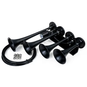 HornBlasters 4-Chime Stealth Black Air Horn - 12 Volt - 1/4" Air Line - Bild 1 von 3
