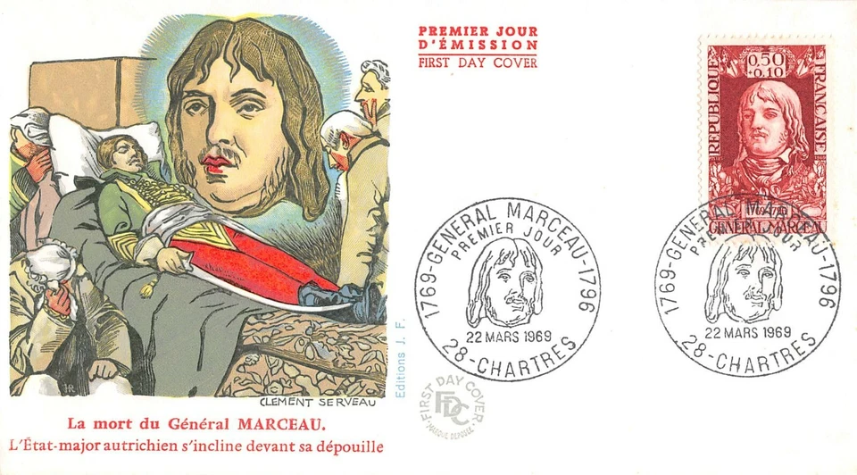 Envelope FDC FRANCE GENERAL MARCEAU 1969 CHARTRES - Image 1 of 1