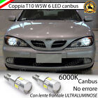 Coppia Luci Posizione T10 6 Led Canbus Per Nissan Primera P11 Restyling 6000K