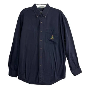 VTG Chaps Ralph Lauren Canvas Shirt Mens Sz M Blue 90s L/S Button Down RL Crest - Picture 1 of 13