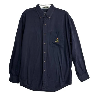 VTG Chaps Ralph Lauren Canvas Shirt Mens Sz M Blue 90s L/S Button Down RL Crest - Image 1 of 4