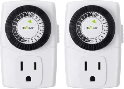 BN-LINK Indoor 24-Hour Mechanical Outlet Timer Daily use, 2 Pack, 2 or 3 Prong - Image 1 of 4