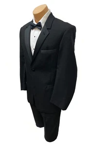 Men's Perry Ellis Lido Black Tuxedo Jacket with Flat Front Pants 40R 34W - Picture 1 of 8