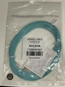 Belkin F2F402LL-10M-G Fibre Optic Cable - LO Multimode Aqua FO CBL LC/LC; 50/125 - Picture 1 of 2