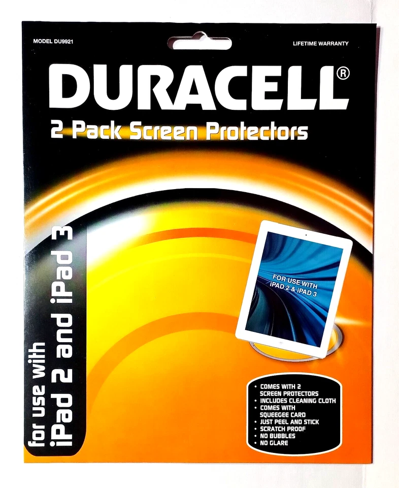 Duracell 2-Pack Screen Protectors (Model DU9921) for Apple iPad 2 & iPad 3 - Image 1 of 2