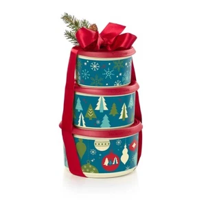Tupperware - Christmas 3-Pc Stacking Canister Set. - Picture 1 of 2