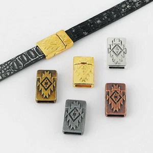 Tribal Embossed Strong Magnetic Clasp For 5mm 10mm Flat Leather Bracelet Making - Picture 1 of 17