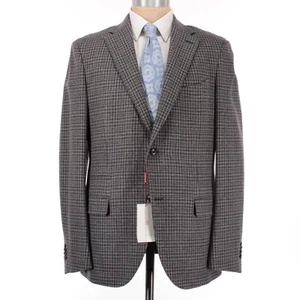 Luciano Barbera NWT 100% Wool Sport Coat Size 54R US 44 Browns/Blue/Gray Check - Picture 1 of 10