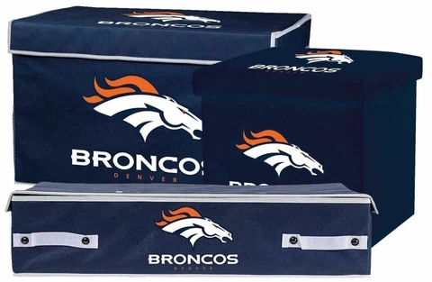 Denver Broncos NFL Collapsible Footlocker, Ottoman & Under the Bed Bin Cover