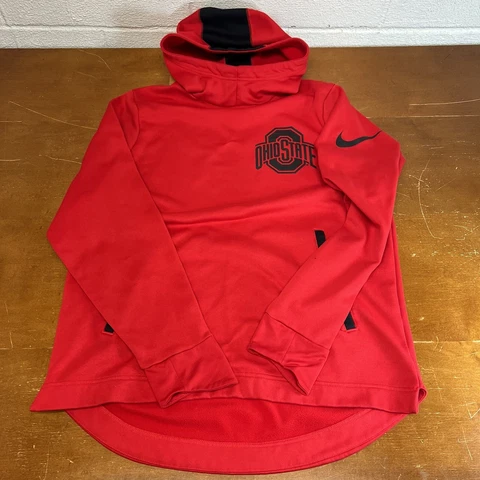 Ohio State Buckeyes Hoodie Mens Large Red Long Sleeve Pullover Nike Dri Fit Cover