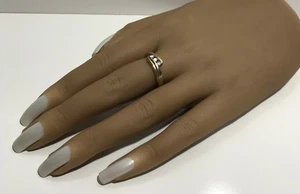 10K bicolor Gelb & Weißgold 3 Steine Diamant Bandring Größe 7,75 - Bild 1 von 13