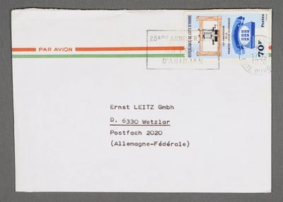 MayfairStamps Costa de Marfil 1976 Teléfono Aniversario a Alemania Correo Aéreo Cubierta a Foto 1 de 2