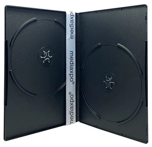 PREMIUM SLIM Black Double DVD Cases 7MM (100% New Material) Lot - Afbeelding 1 van 4