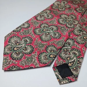 Vtg Saks Fifth Avenue 100% Silk Pink Paisley Neck Tie Mens Wide USA Designer - Picture 1 of 4